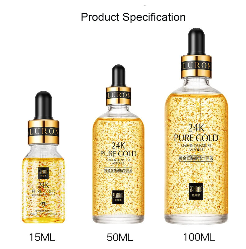 24K Gold Hyaluronic Acid Essence – Skin Moisturizer & Pore Reducer - iHeimly