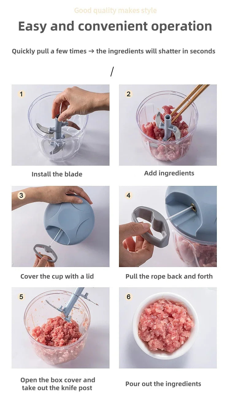 500ml Manual Meat Mincer & Garlic Chopper – Vegetable Cutter - iHeimly