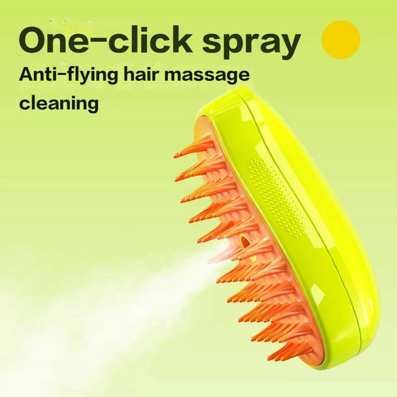 3-in-1 Electric Pet Grooming Brush – Steamy Dog & Cat Hair Remover - iHeimly