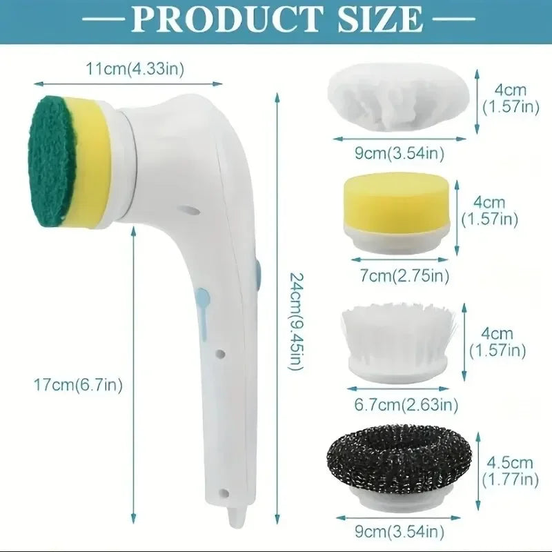 Five-in-One Multifunctional Electric Cleaning Brush – Bathroom and Kitchen Cleaning Tool - iHeimly