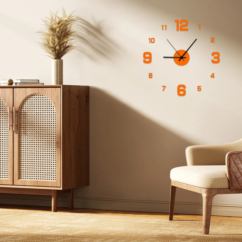 Frameless DIY Wall Clock – Silent Vintage Design for Living Room - iHeimly