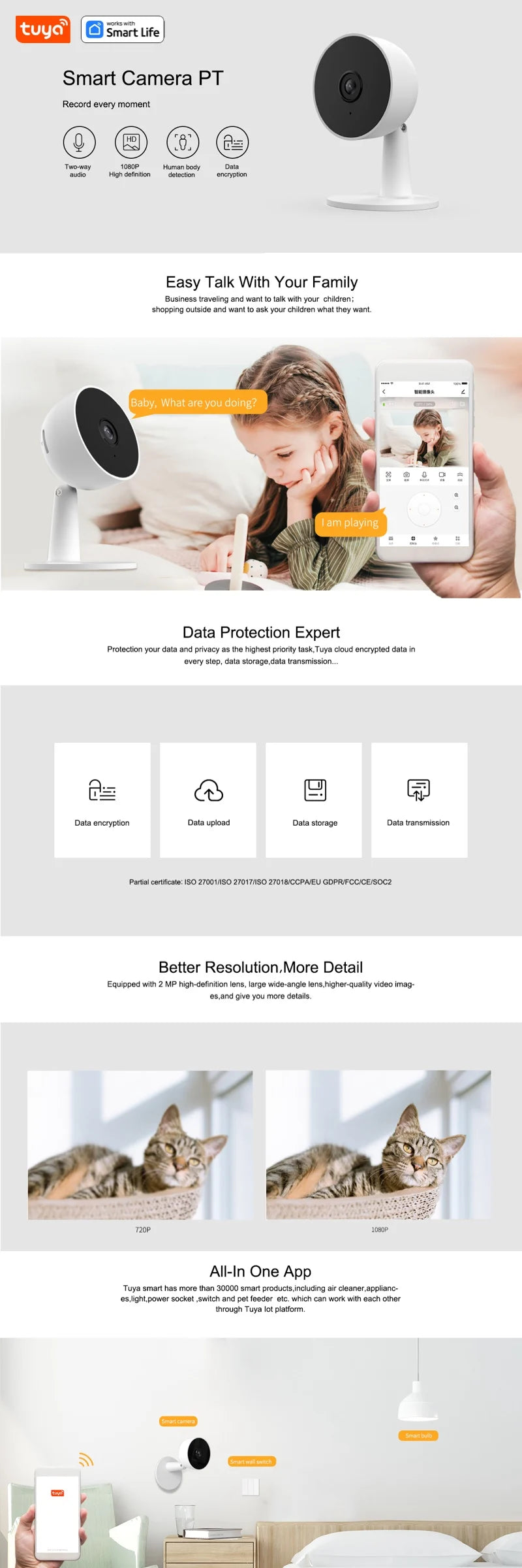 Smart 1080P Wi-Fi Pet Security Camera – 2MP, HD, Motion Detection, 2-Way Audio - iHeimly