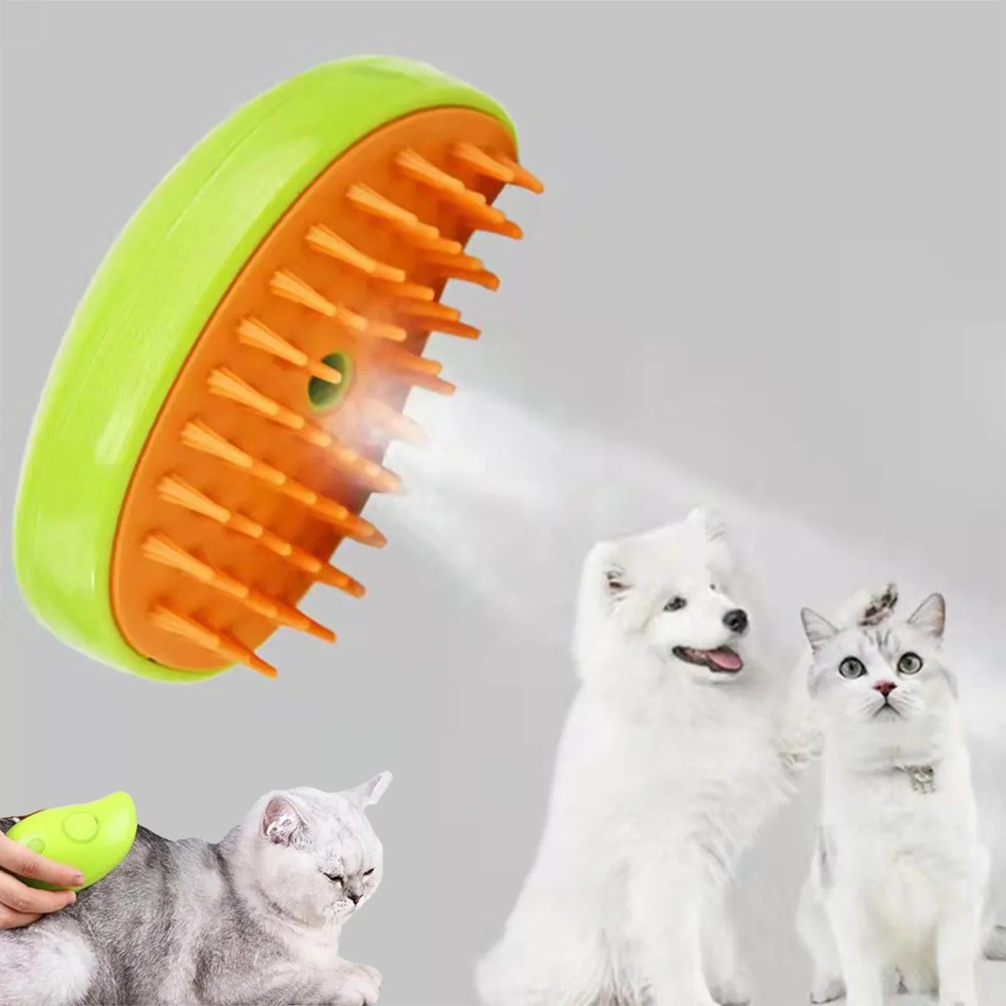 3-in-1 Electric Pet Grooming Brush – Steamy Dog & Cat Hair Remover - iHeimly