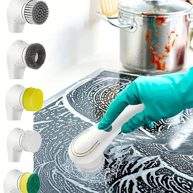 Five-in-One Multifunctional Electric Cleaning Brush – Bathroom and Kitchen Cleaning Tool - iHeimly