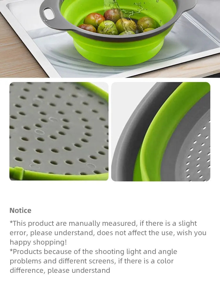 Collapsible Silicone Strainer – Fruit and Vegetable Washing Basket with Handle - iHeimly
