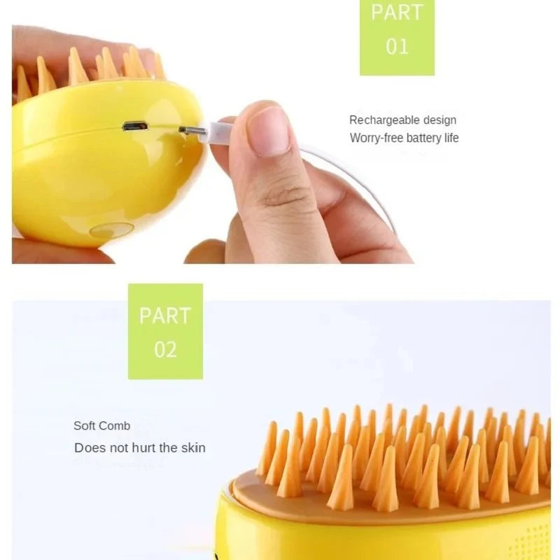 3-in-1 Electric Pet Grooming Brush – Steamy Dog & Cat Hair Remover - iHeimly
