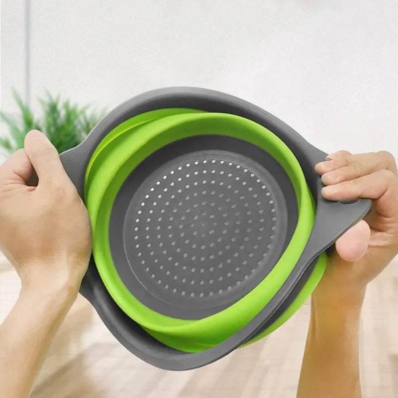 Collapsible Silicone Strainer – Fruit and Vegetable Washing Basket with Handle - iHeimly