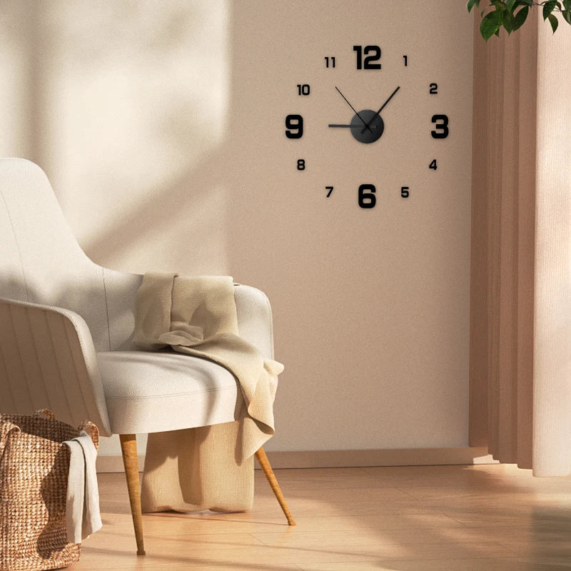 Frameless DIY Wall Clock – Silent Vintage Design for Living Room - iHeimly