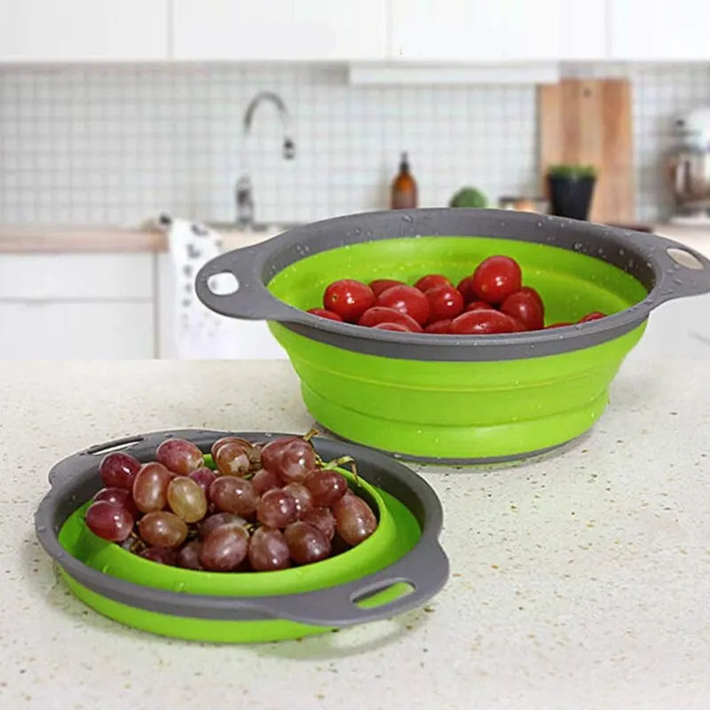Collapsible Silicone Strainer – Fruit and Vegetable Washing Basket with Handle - iHeimly