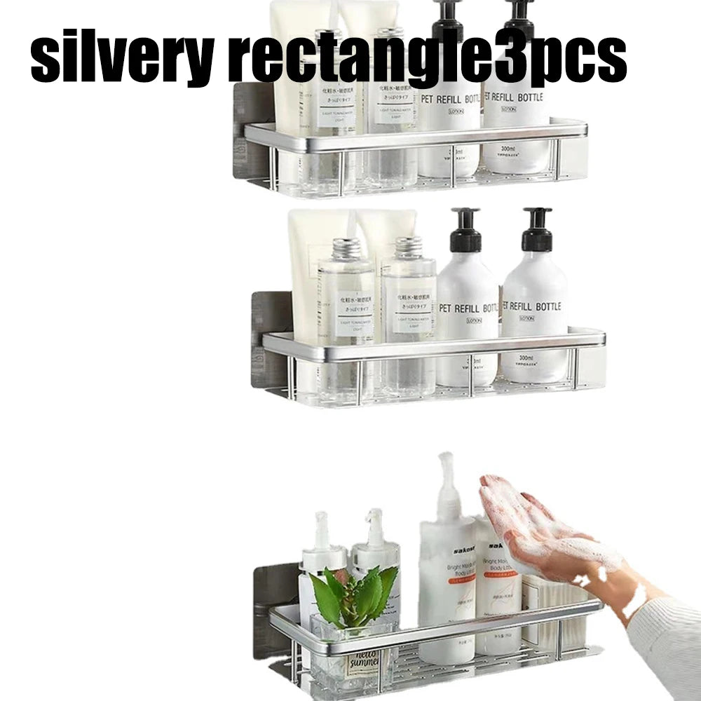 Wall Mounted Corner Bathroom Shelf – Space Aluminum Towel & Shampoo Rack - iHeimly