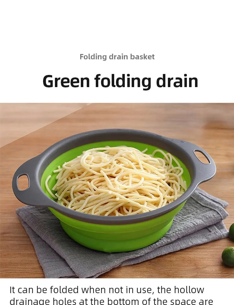 Collapsible Silicone Strainer – Fruit and Vegetable Washing Basket with Handle - iHeimly