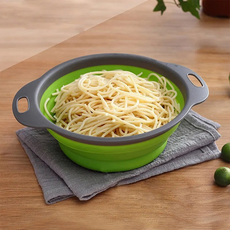 Collapsible Silicone Strainer – Fruit and Vegetable Washing Basket with Handle - iHeimly