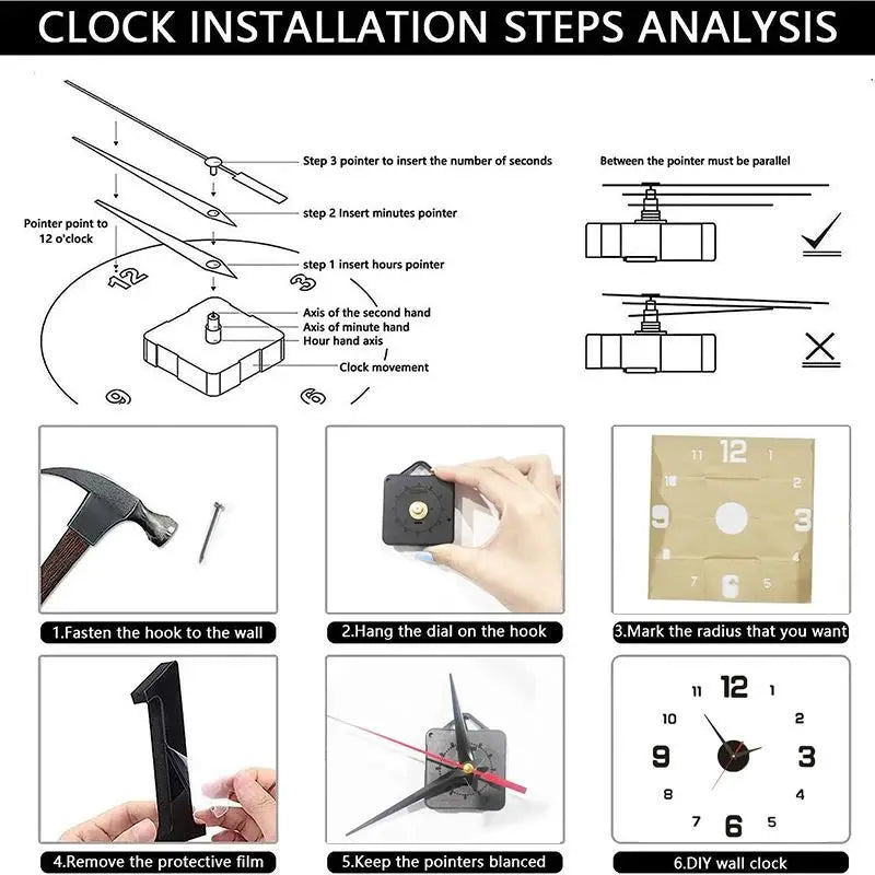 Frameless DIY Wall Clock – Silent Vintage Design for Living Room - iHeimly