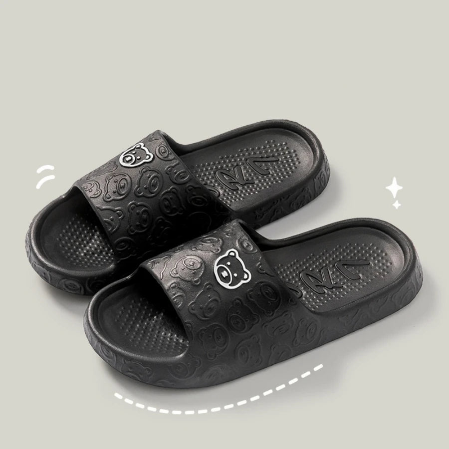 Cute Cartoon Bear Women’s Slippers – Comfortable Soft Sole Bathroom Slides - iHeimly