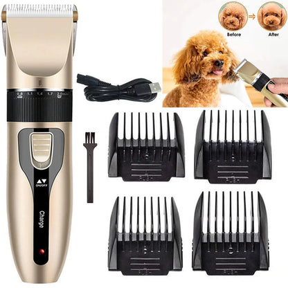 Electric Dog Clippers – Rechargeable Pet Grooming Tool with 4 Length Combs