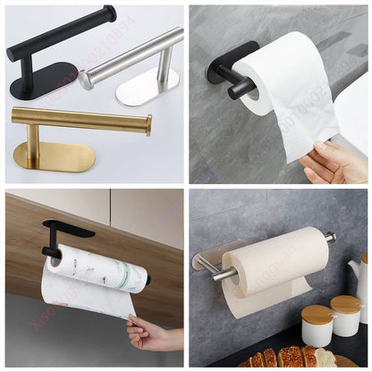 Stainless Steel Paper Towel Holder – Adhesive & Screw Installation