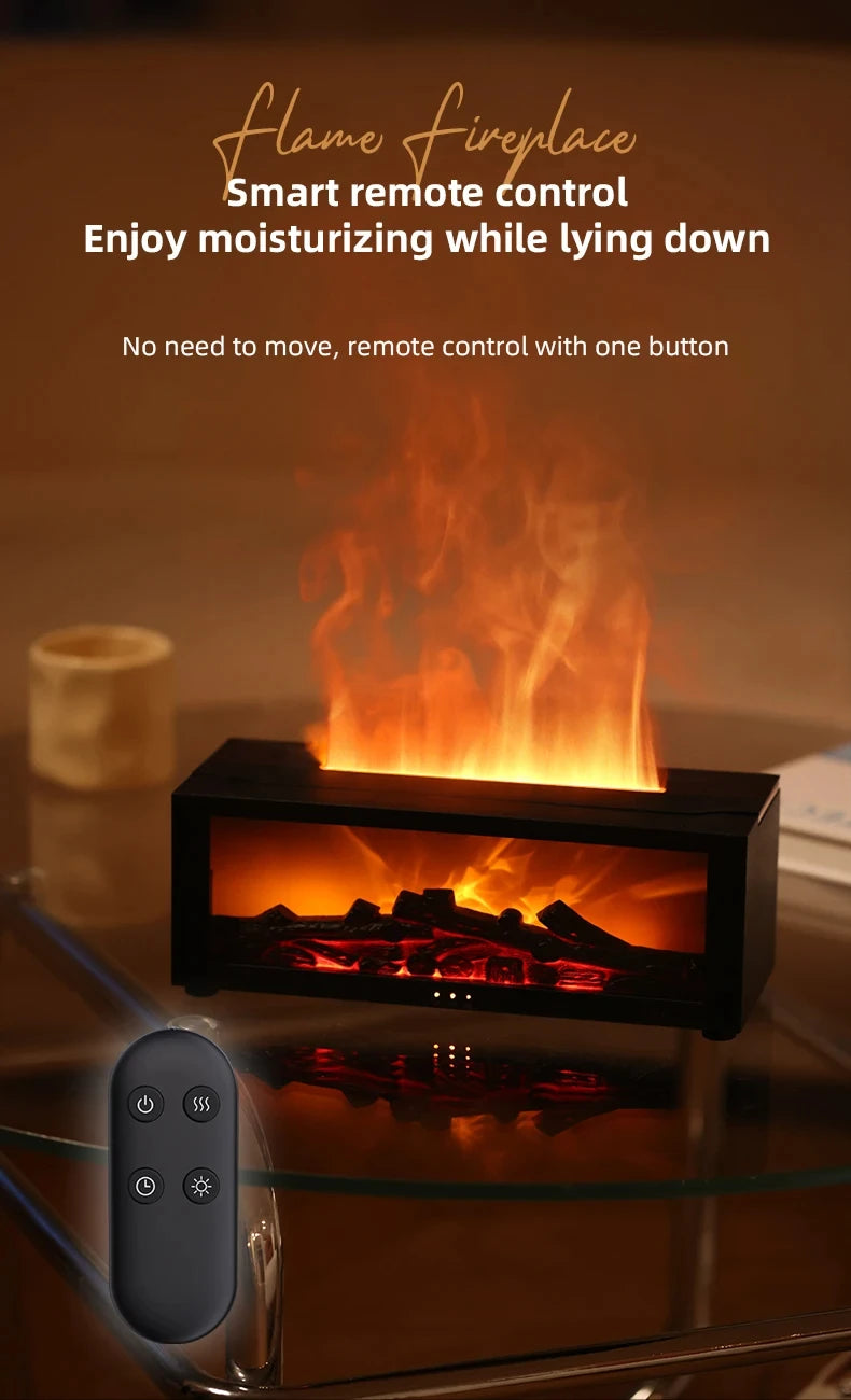 Fireplace Aroma Humidifier – Colorful Flame Air Diffuser with Timer and Remote