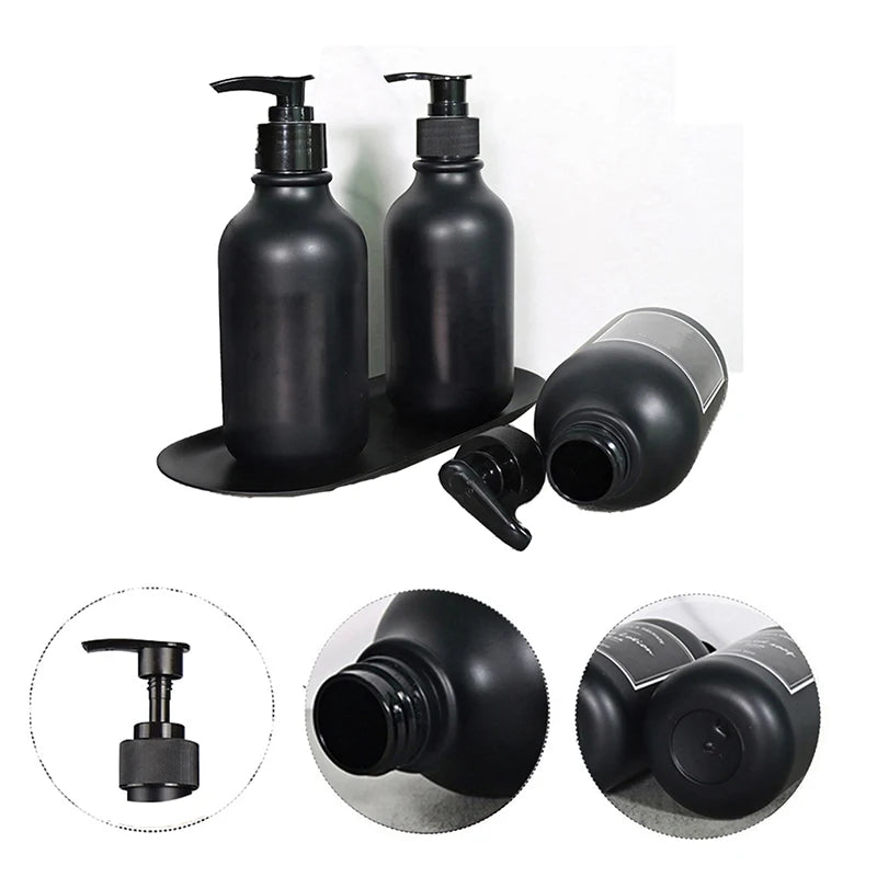 Matte Black Soap Dispenser – Refillable Shampoo & Conditioner Bottle