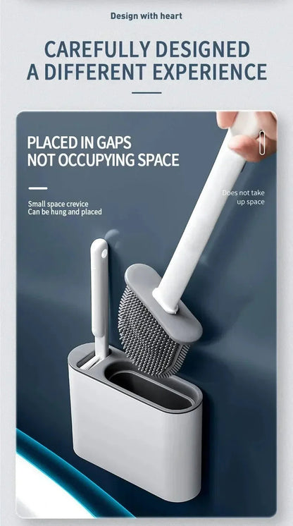 Wall Hanging Toilet Brush Holder – Long Handled Silicone Bristles for Easy Cleaning - iHeimly