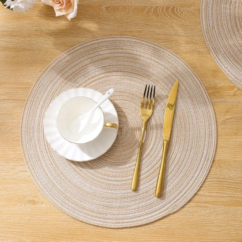 Round Woven Ramie Placemats – Non-Slip Dining Table Mats - iHeimly