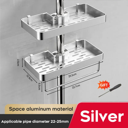 Space Aluminum Bathroom Shower Shelf – Wall-Mounted, No Drilling