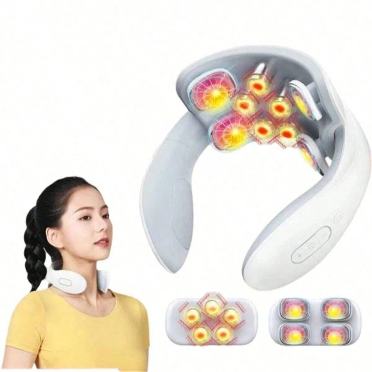 Rechargeable Electric Pulse Neck Massager – Hot Compress & Deep Tissue Relief