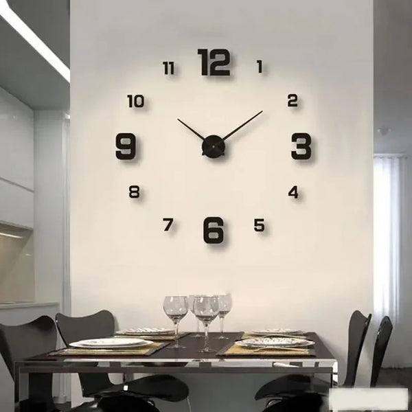 Frameless DIY Wall Clock – Silent Vintage Design for Living Room