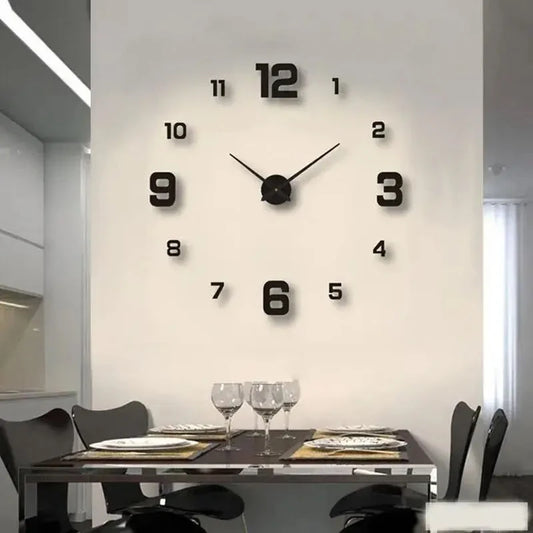 Frameless DIY Wall Clock – Silent Vintage Design for Living Room