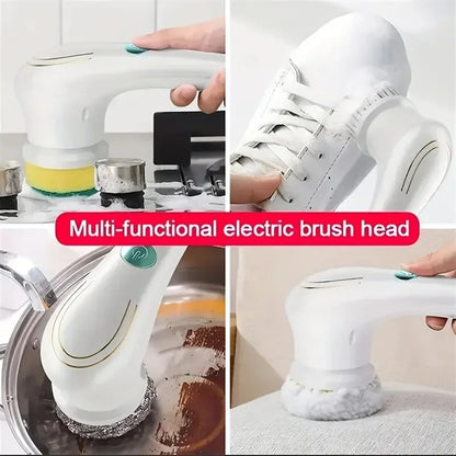 Five-in-One Multifunctional Electric Cleaning Brush – Bathroom and Kitchen Cleaning Tool