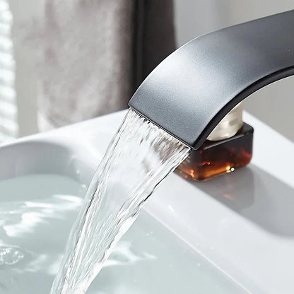 Curved Mouth Basin Faucet – Stainless Steel Hot and Cold Water Waterfall Tap