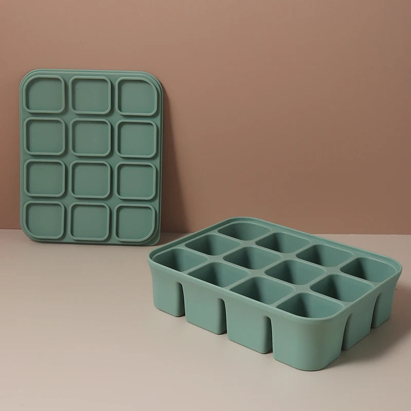 12-Grid Silicone Ice Cube Mold – Easy Release & Square Tray