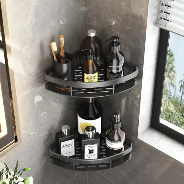 Wall-Mounted Corner Shelf – Space Aluminum Bathroom Organizer - iHeimly