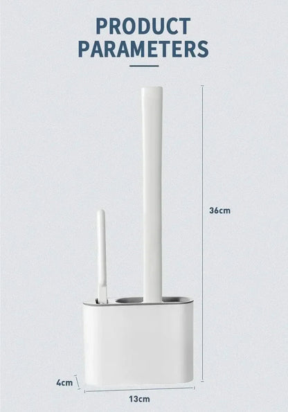 Wall Hanging Toilet Brush Holder – Long Handled Silicone Bristles for Easy Cleaning - iHeimly