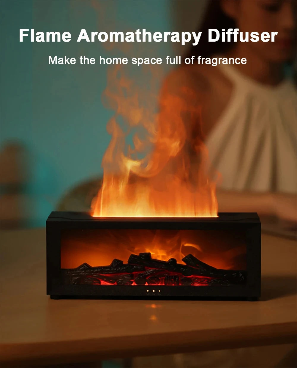 Fireplace Aroma Humidifier – Colorful Flame Air Diffuser with Timer and Remote