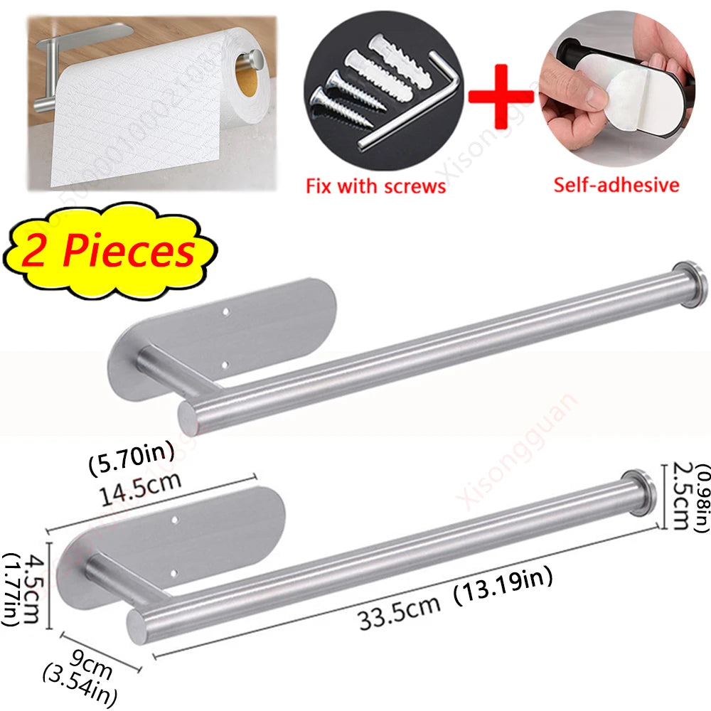 Stainless Steel Paper Towel Holder – Adhesive & Screw Installation