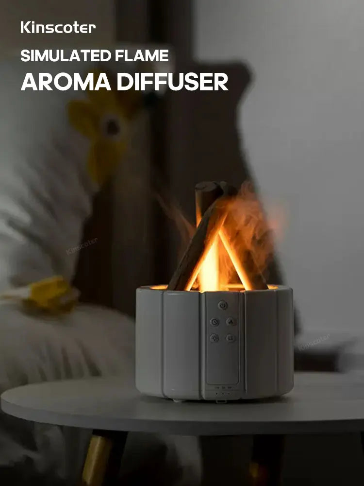 KINSCOTER Campfire Aroma Diffuser – Ultrasonic Humidifier with Flame Effect