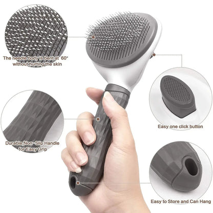 Self-Cleaning Pet Brush – Stainless Steel Grooming Tool for Dogs & Cats