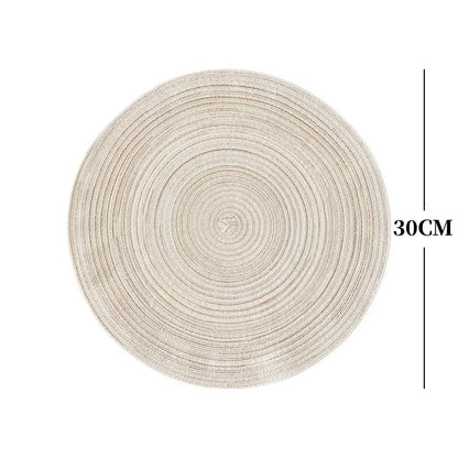 Round Woven Ramie Placemats – Non-Slip Dining Table Mats