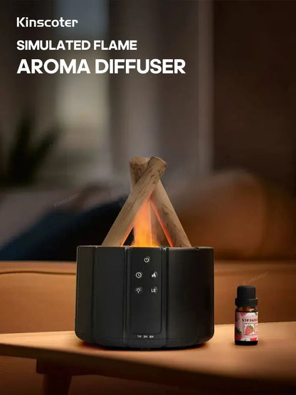 KINSCOTER Campfire Aroma Diffuser – Ultrasonic Humidifier with Flame Effect