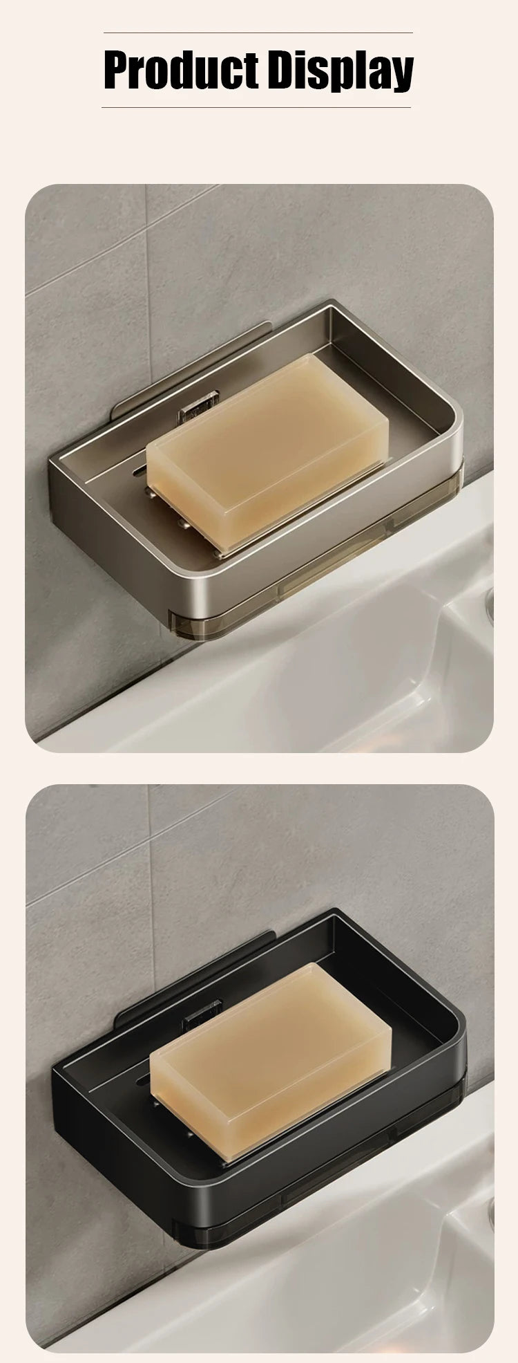 Wall Mounted Soap Dish – Space Aluminum Soap Holder with Drain