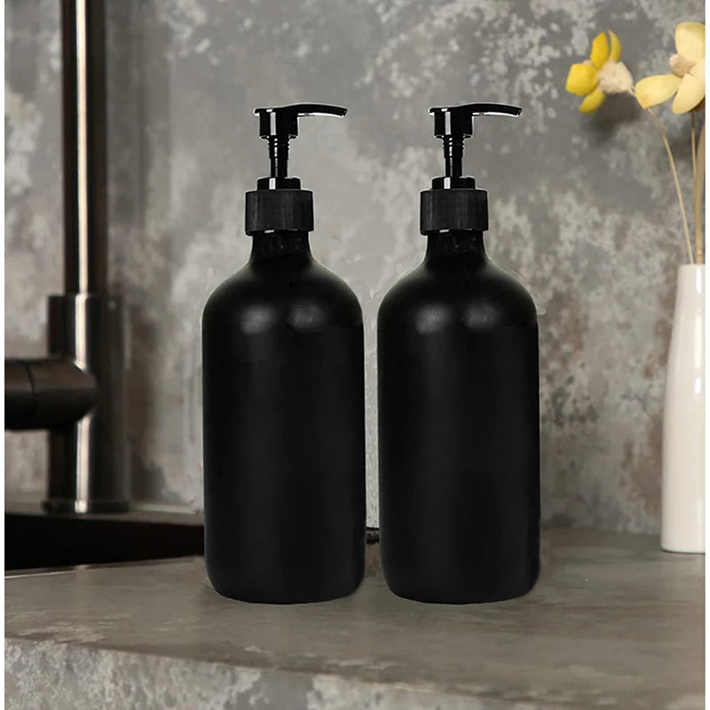 Matte Black Soap Dispenser – Refillable Shampoo & Conditioner Bottle