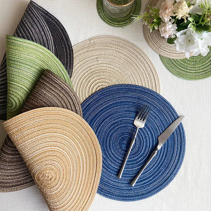 Round Woven Ramie Placemats – Non-Slip Dining Table Mats - iHeimly