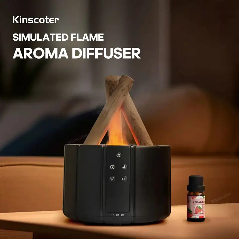 KINSCOTER Campfire Aroma Diffuser – Ultrasonic Humidifier with Flame Effect