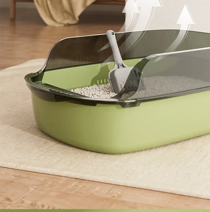 Open Cat Litter Box – Semi-Enclosed Splashproof Pet Toilet