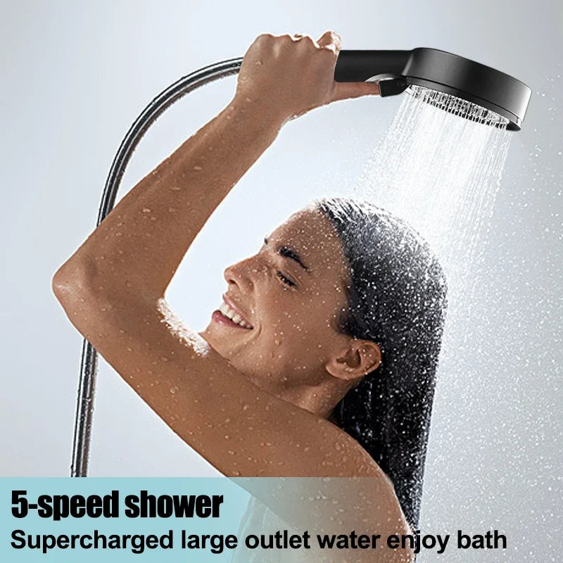 5-Mode Adjustable Rain Shower Head – High Pressure & Water Saving