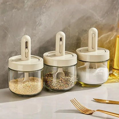 Glass Seasoning Bottle with Telescopic Spoon – Leak-Proof & Moisture-Proof