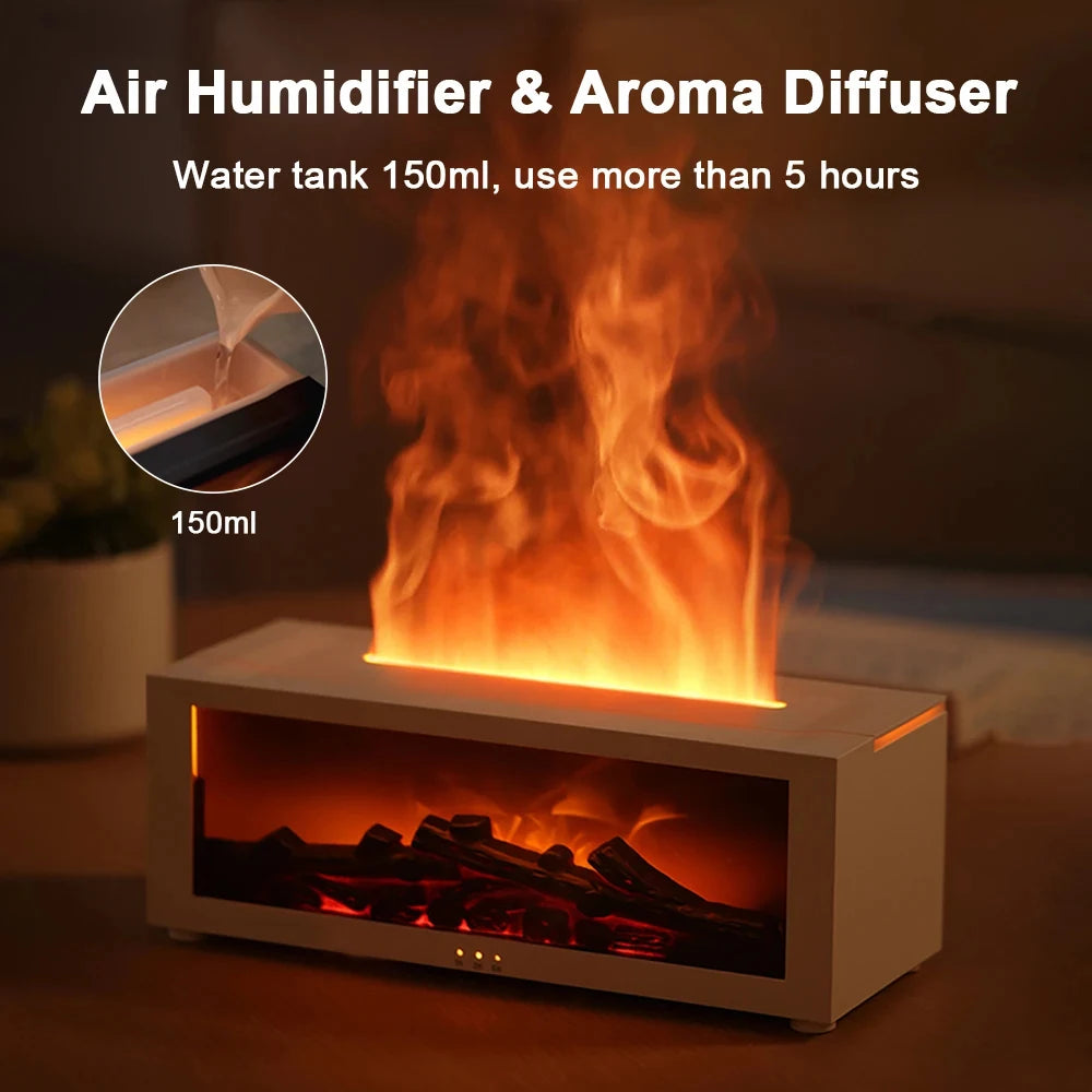 Fireplace Aroma Humidifier – Colorful Flame Air Diffuser with Timer and Remote