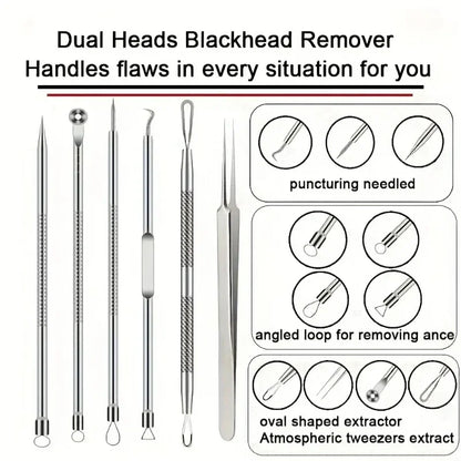 6Pcs Ultra-Precise Pimple Tweezers Set – Acne & Blackhead Removal Tool