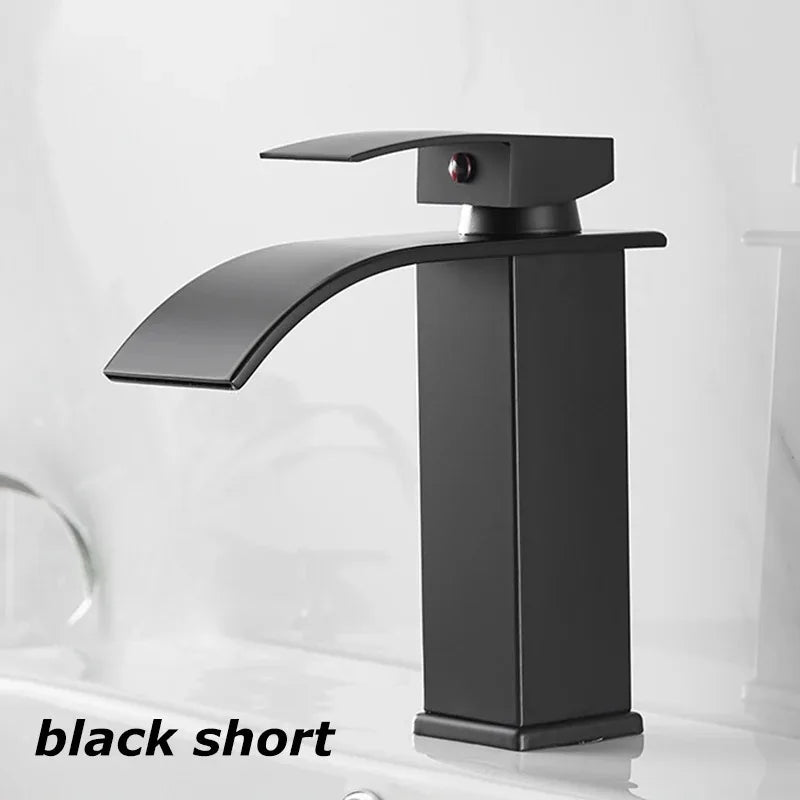 Curved Mouth Basin Faucet – Stainless Steel Hot and Cold Water Waterfall Tap