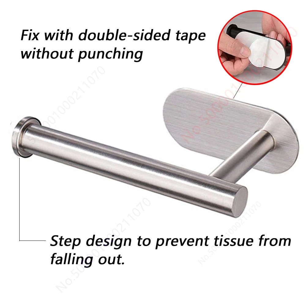 Stainless Steel Paper Towel Holder – Adhesive & Screw Installation